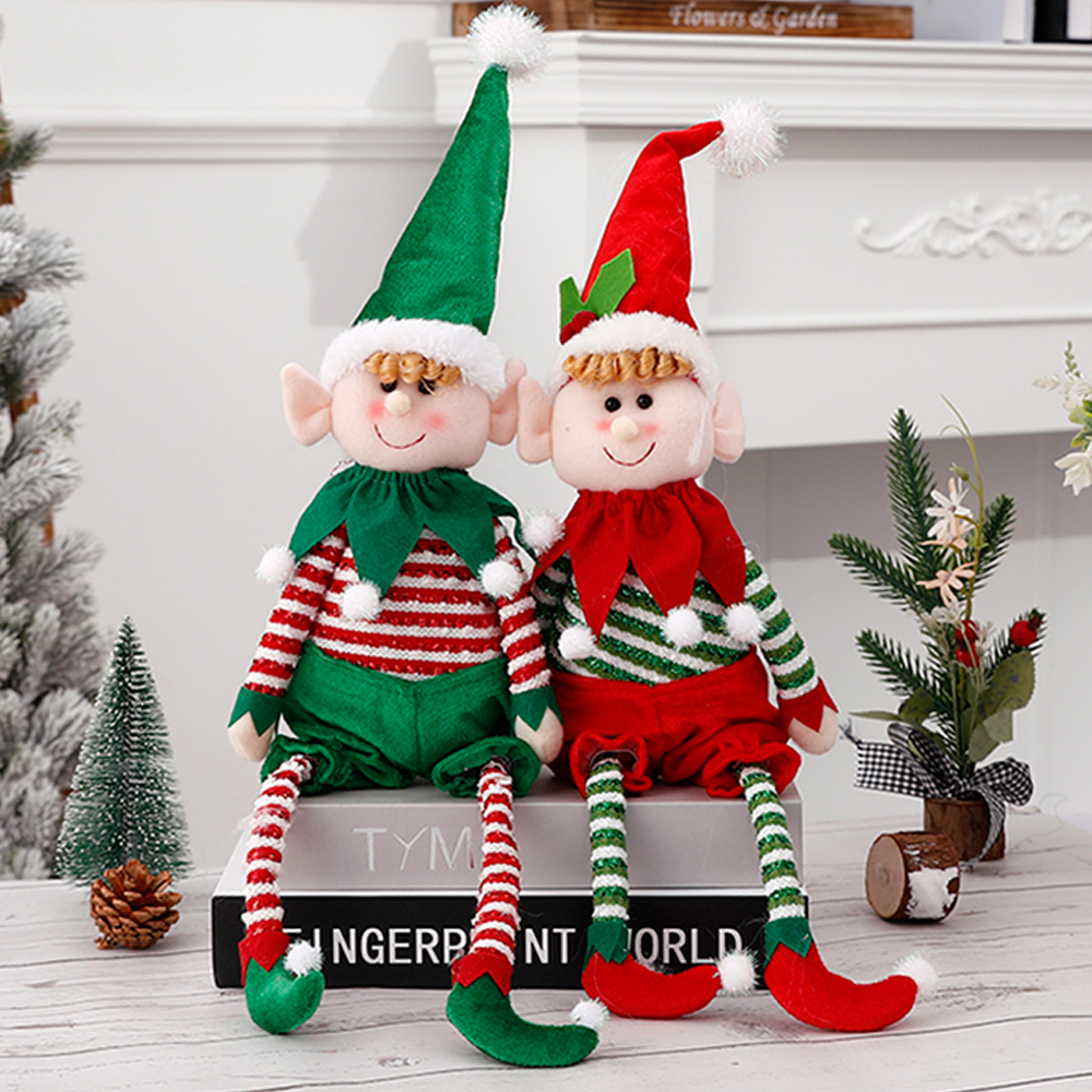Christmas Plush Leg Elf Doll Ornaments, Set Of 2