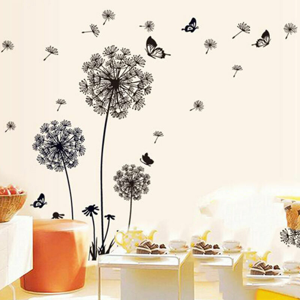 Black Dandelion Butterflies Wall Stickers - Image 2