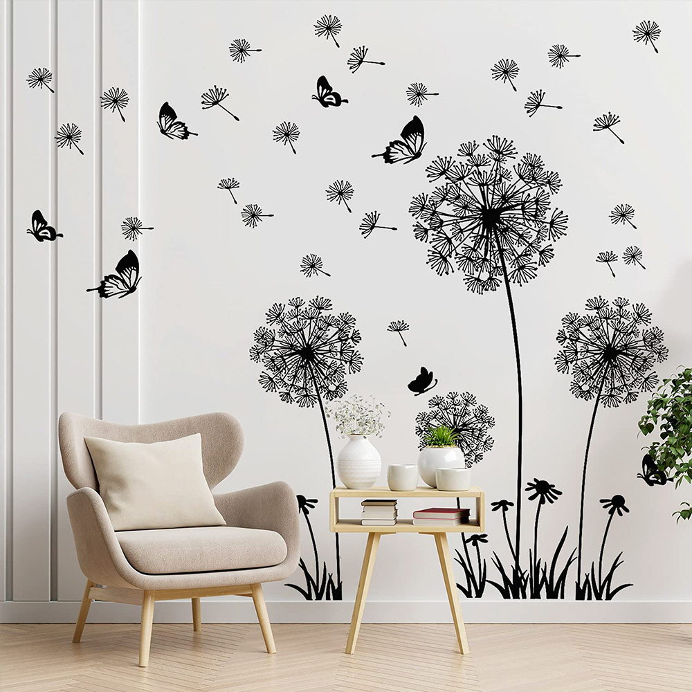 Black Dandelion Butterflies Wall Stickers - Image 3