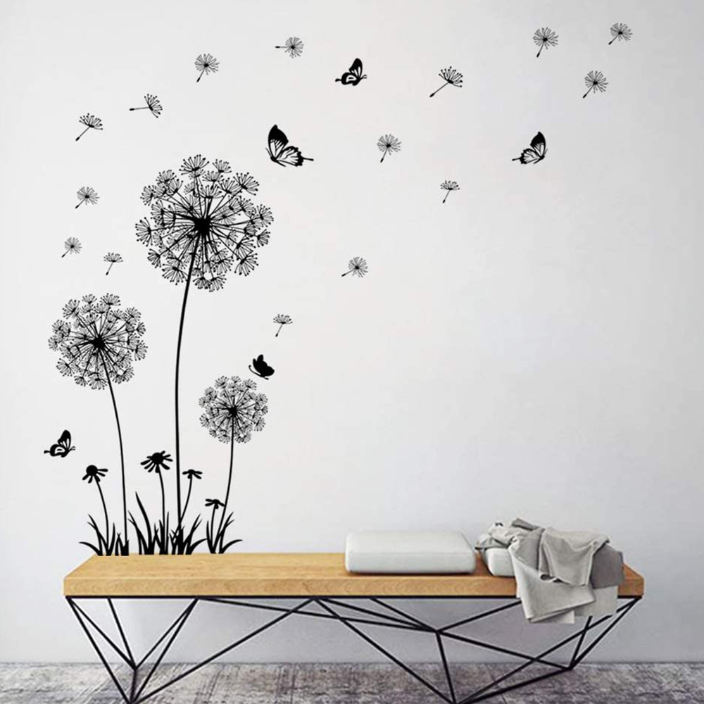 Black Dandelion Butterflies Wall Stickers - Image 4