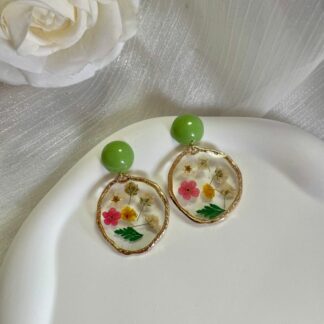 Unique Blue Dried Flower Epoxy Earring