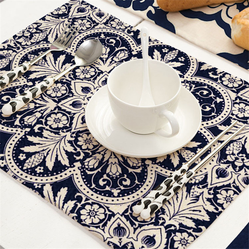 4PCS Blue Mandala Persian Placemat Kitchen Table Countertop Mat - Image 3