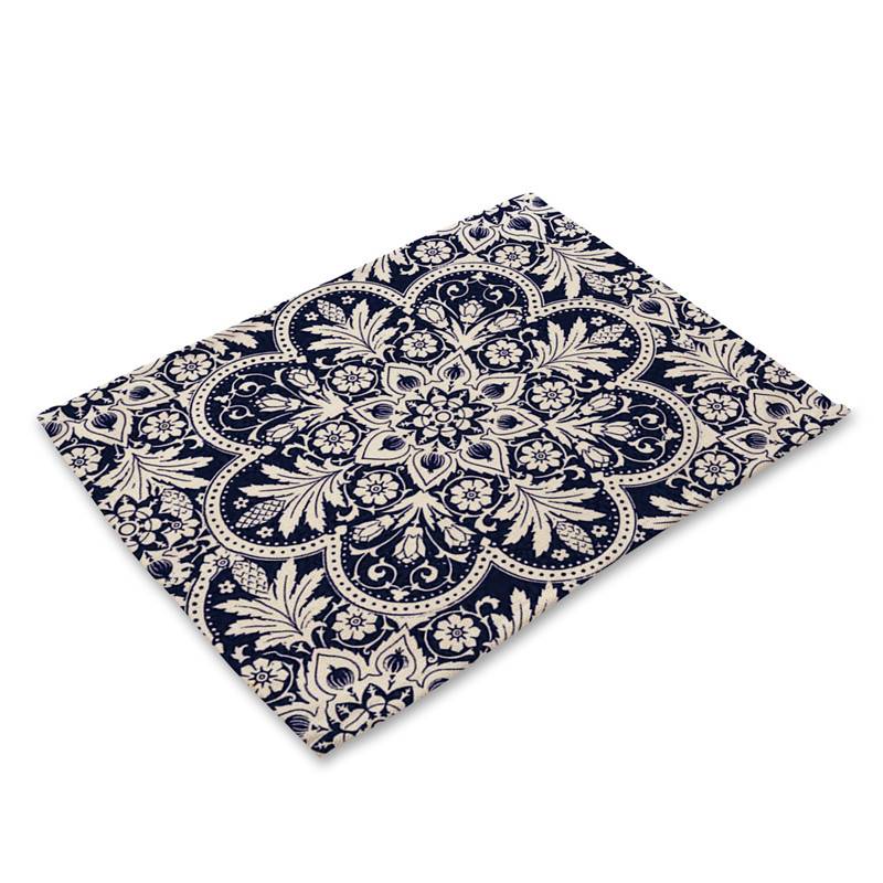 4PCS Blue Mandala Persian Placemat Kitchen Table Countertop Mat - Image 4
