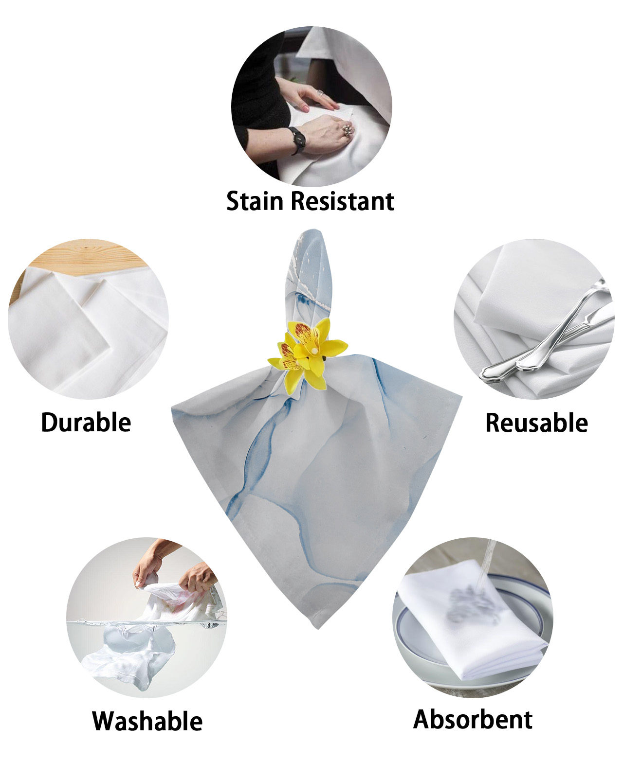 Blue Marble Texture Napkins Cloth Set - Image 6