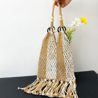 Bohemian Tassel Design Cotton Rope Hollow Straw Bag