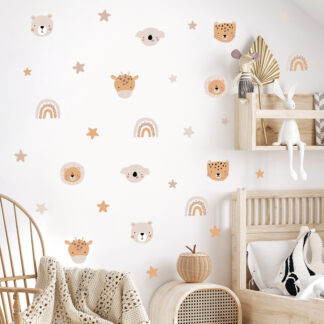 Boho Cartoon Cute Rainbow Bear Wall Decals