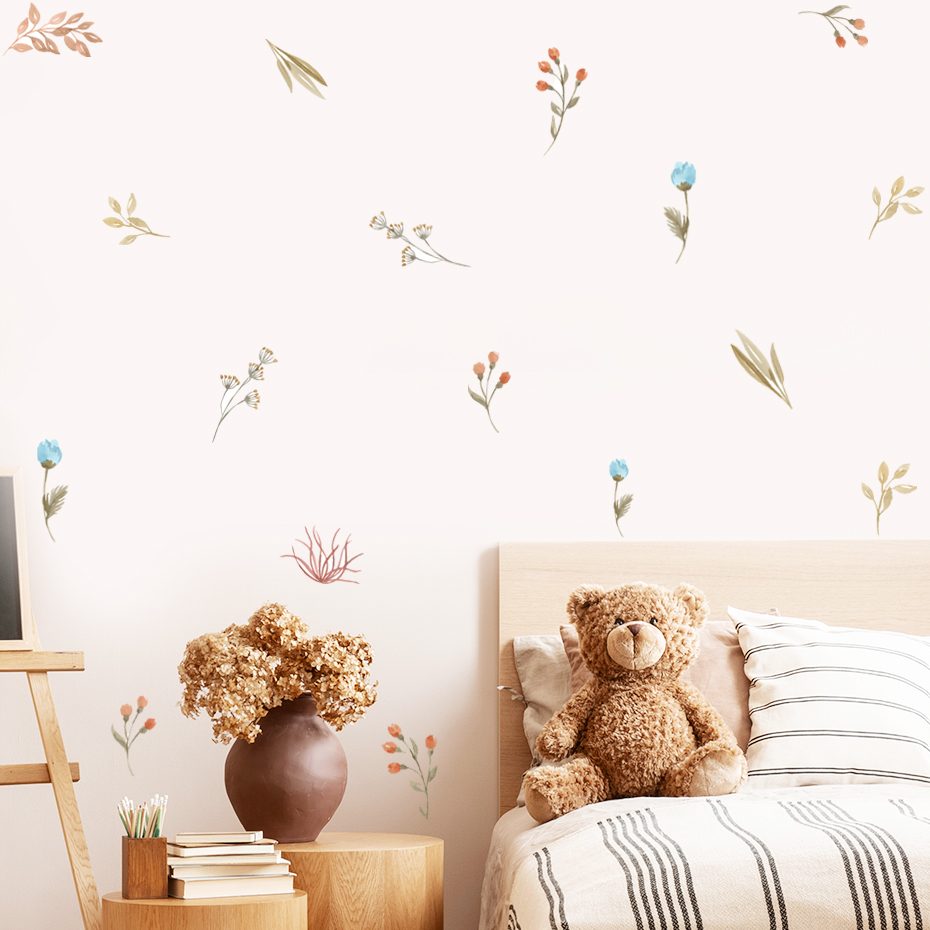 Boho Leaves Herbs Field Flowers Wall Stickers