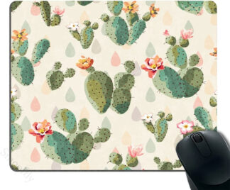 Cactus Gaming Mousepad, Prickly Pattern Cactus Flowers Mouse Pad