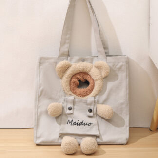 Canvas Pet Bag Bear-shaped Shoulder Bag Pet Carriers