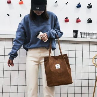 Casual Foldable Corduroy Shoulder Bag