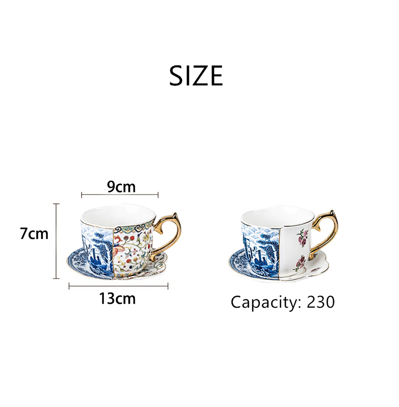 Ceramic Coffee Cup Teacup Set Blue and White - Image 4