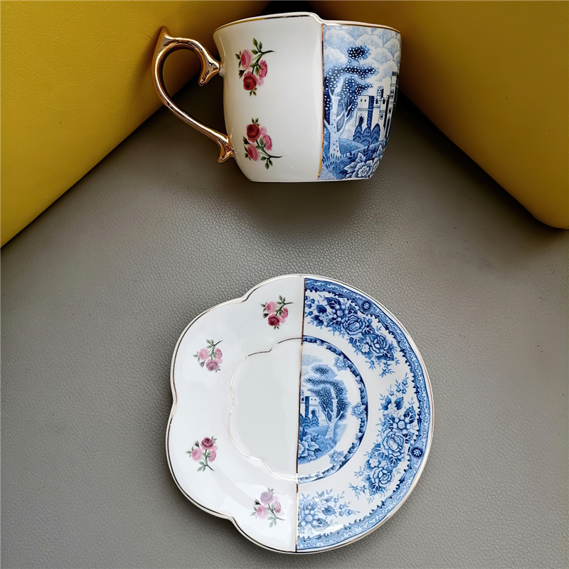 Ceramic Coffee Cup Teacup Set Blue and White - Image 5