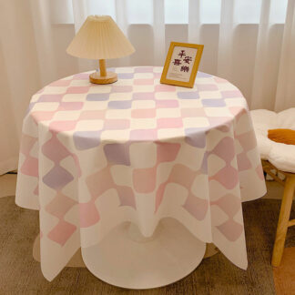 INS Style Gradient Checkerboard Plaid Dust-proof Tablecloth