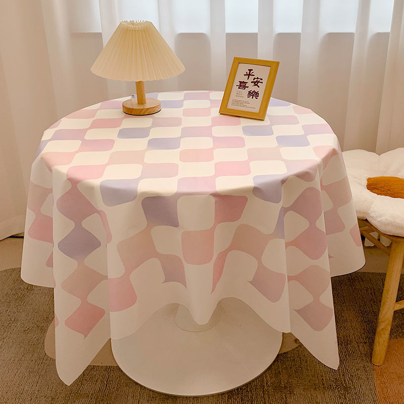 INS Style Gradient Checkerboard Plaid Dust-proof Tablecloth