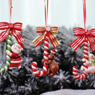 Small Candy Cane Christmas Tree Pendants, Set 3