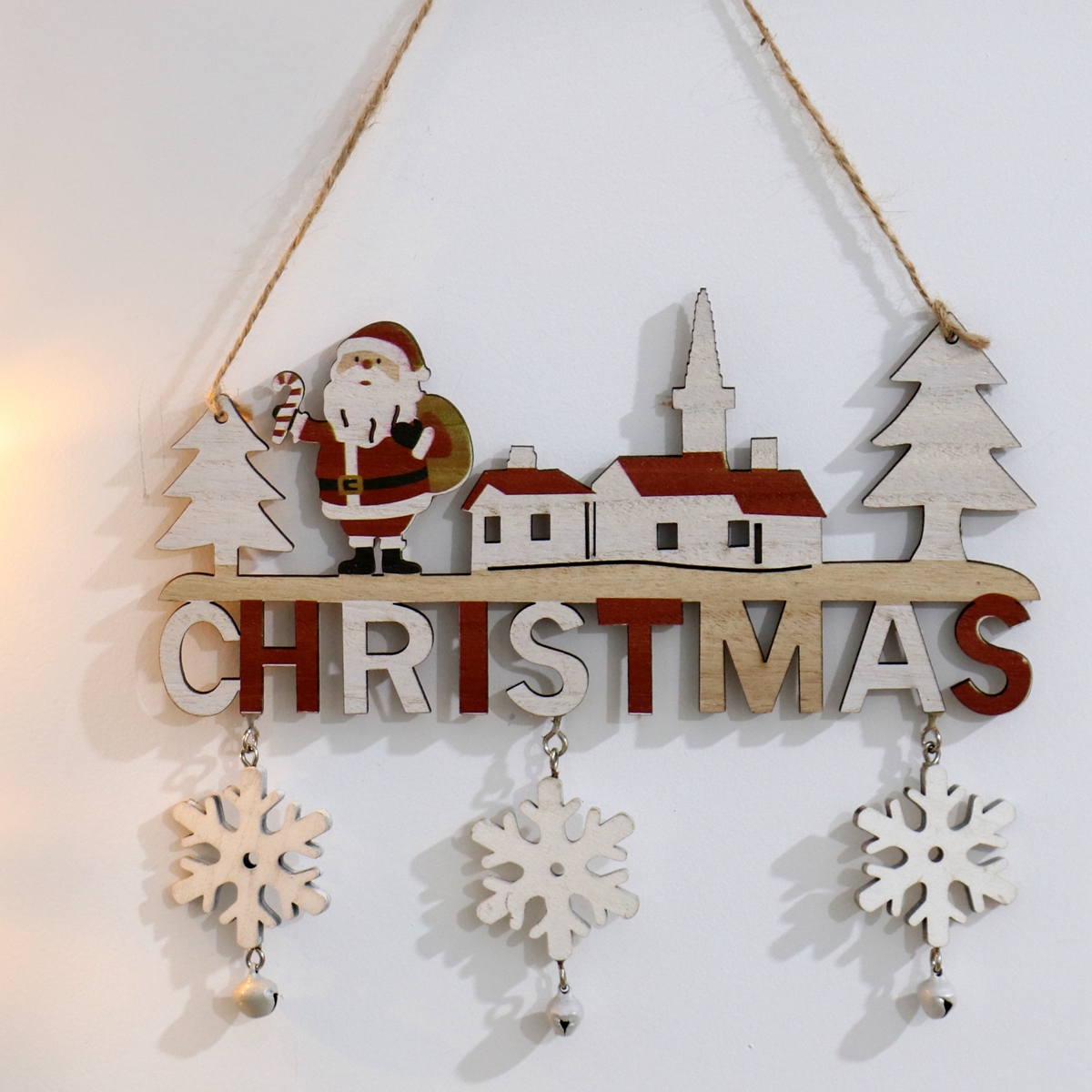 Christmas Santa Claus Wooden Hanging Decoration - Image 2