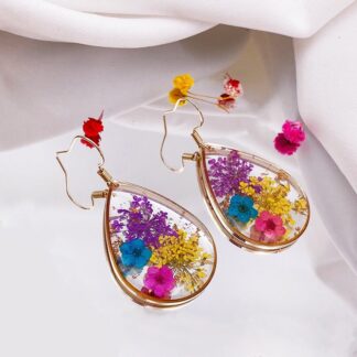 Colorful Natural Dried Pressed Flower Earrings