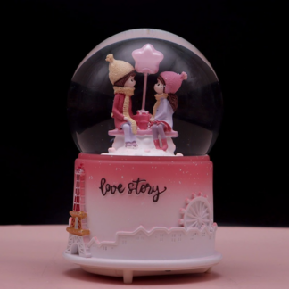 Couple Glowing Snow Crystal Ball Music Valentine's Day Ornament