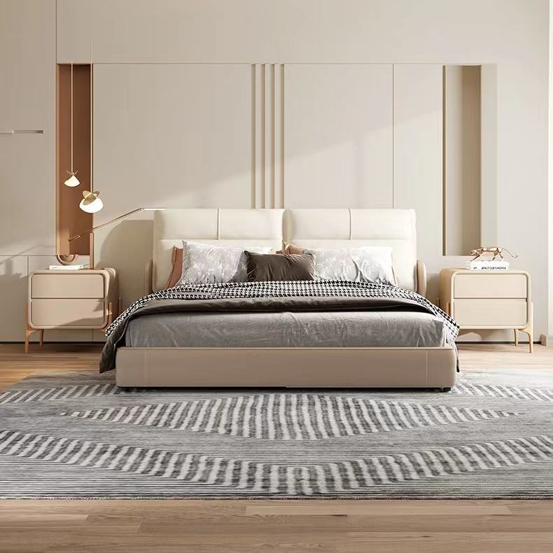 Modern Small Wooden Bedside Storage Cabinet In Cream - Image 2