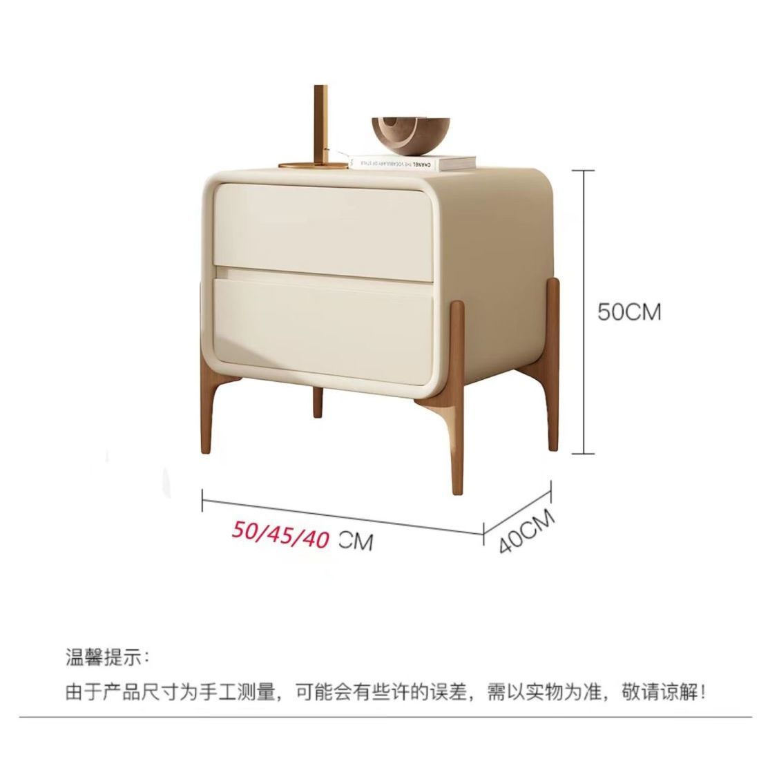 Modern Small Wooden Bedside Storage Cabinet In Cream - Image 4