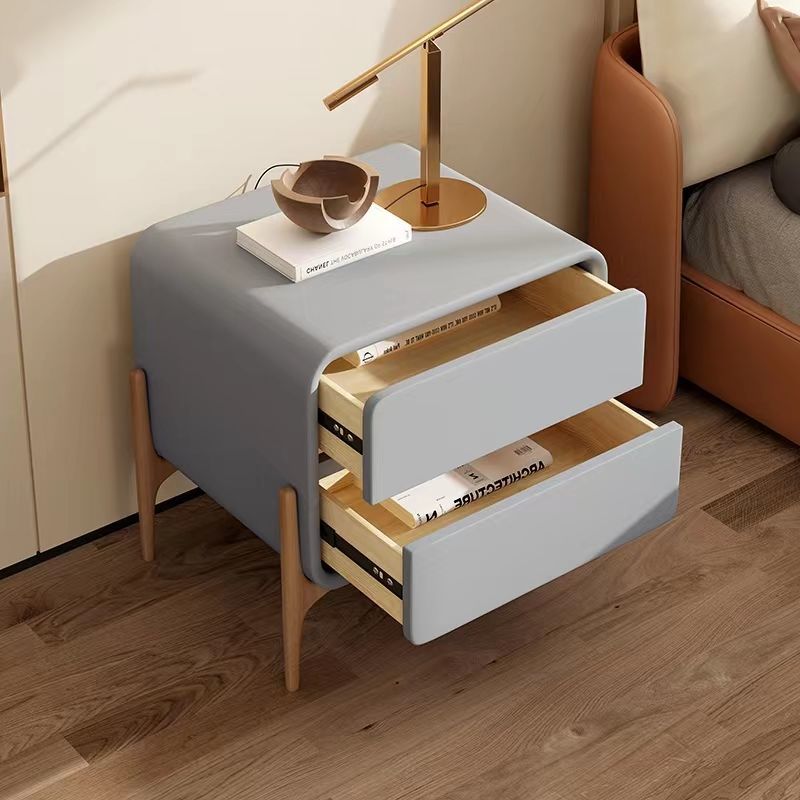 Modern Small Wooden Bedside Storage Cabinet In Cream - Image 5