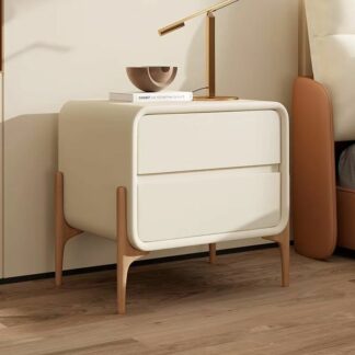 Modern Small Wooden Bedside Storage Cabinet In Cream