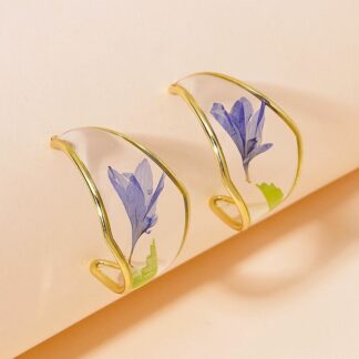 Creative Hoop Cute Dried Flower Resin Earring