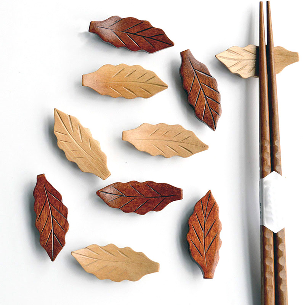 Creative Leaf Shape Wooden Chopsticks Holder - Image 6