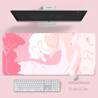 Cute Cat Large Mouse Pad 100x50cm Big Computer Pink Mousepads
