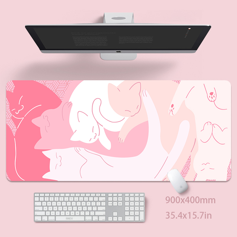 Cute Cat Large Mouse Pad 100x50cm Big Computer Pink Mousepads
