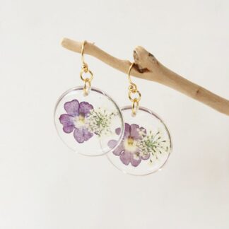 Cute Dried Natural Leaf Flower Creative Resin Earrings