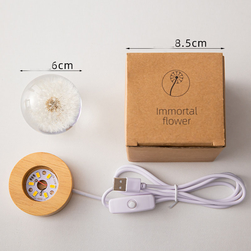 3D Dandelion Crystal Ball with Wood Stand Base - Image 5