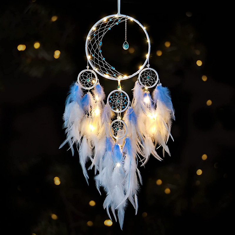 Handmade Dreamcatcher Decoration, Blue and White - Image 2
