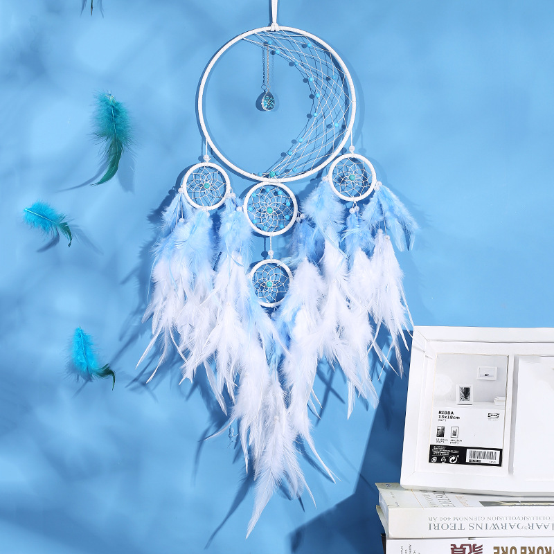 Handmade Dreamcatcher Decoration, Blue and White - Image 5