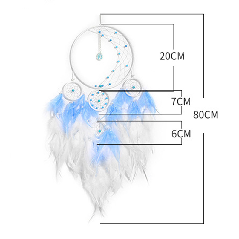 Handmade Dreamcatcher Decoration, Blue and White - Image 6