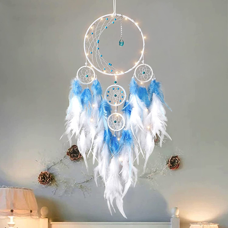 Handmade Dreamcatcher Decoration, Blue and White