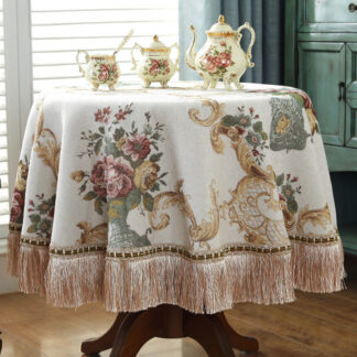 European Style Round Chenille Dust-proof Tablecloth