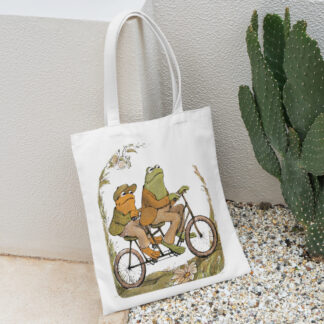 Cartoon Frog Love Canvas Tote Bag