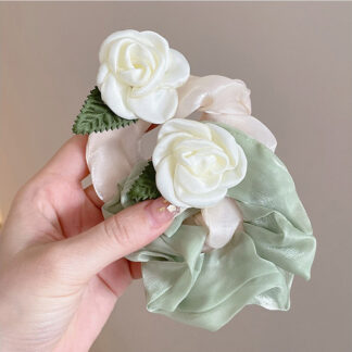 Fashion New Cloth Camellia Flower Hair Tie
