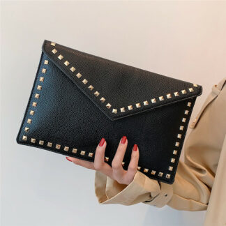 Fashion Rivet PU Leather Unisex Clutches Handbag