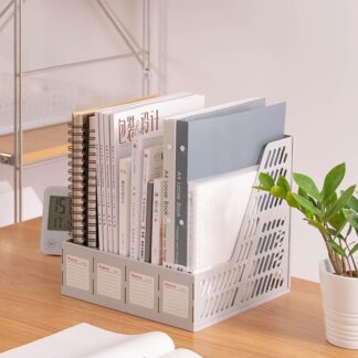 File Holder with 4 Vertical Compartments Large Capacity
