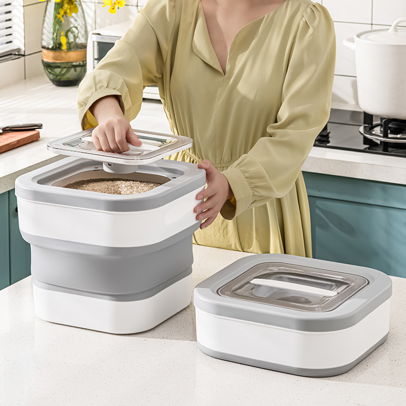 Folding Rice Bucket Household Simple Rice Box - Image 2