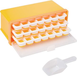 Yellow Silicone Ice Cube Trays with Bin, Ice Cube Trays for Freezer
