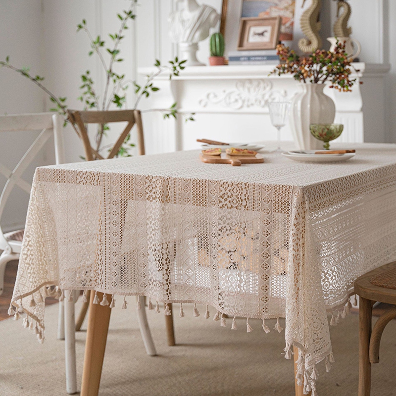 French Lace Beige Rectangular Tablecloth - Image 2
