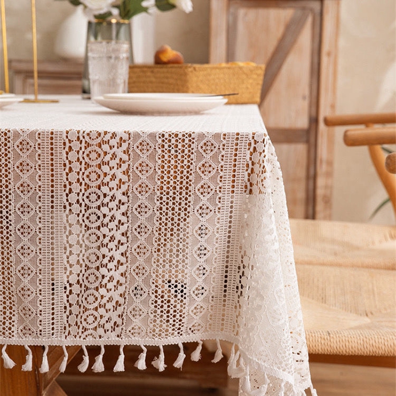 French Lace Beige Rectangular Tablecloth - Image 4