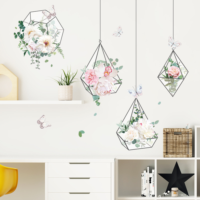 Fresh Flowers Hanging Basket Wall Stickers - Image 2