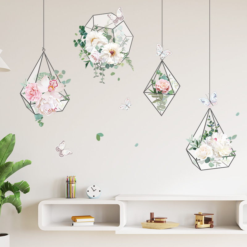 Fresh Flowers Hanging Basket Wall Stickers - Image 4