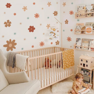 Boho Daisy Decals DIY Waterproof Removable Wall Sticker for Nursery Room