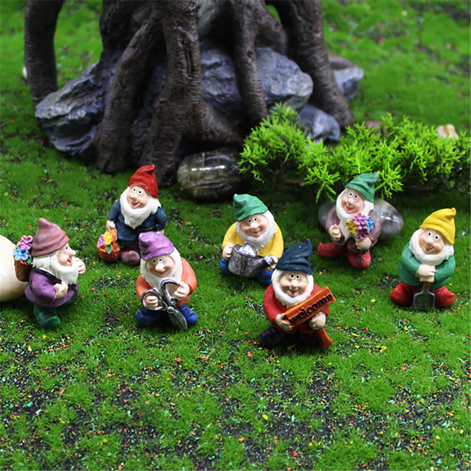 3PCS Little Gnome Figurines In The Funny Resin Fairy Garden - Image 2