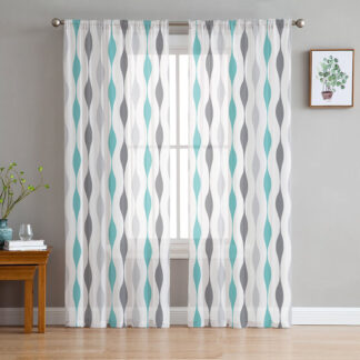Geometric Stripes Tulle Chiffon Curtains